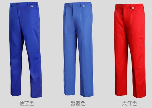 *518 Dark blue/blue/bright red construction pants