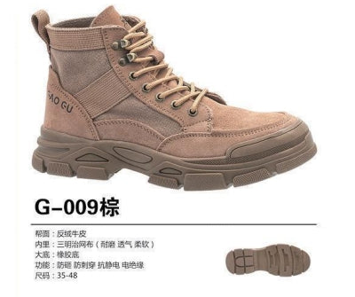 Safety shoes , Anti-smashing , Anti-stab, wear resistant and Anti-skid, waterproof and oil-proof  G-009 brown